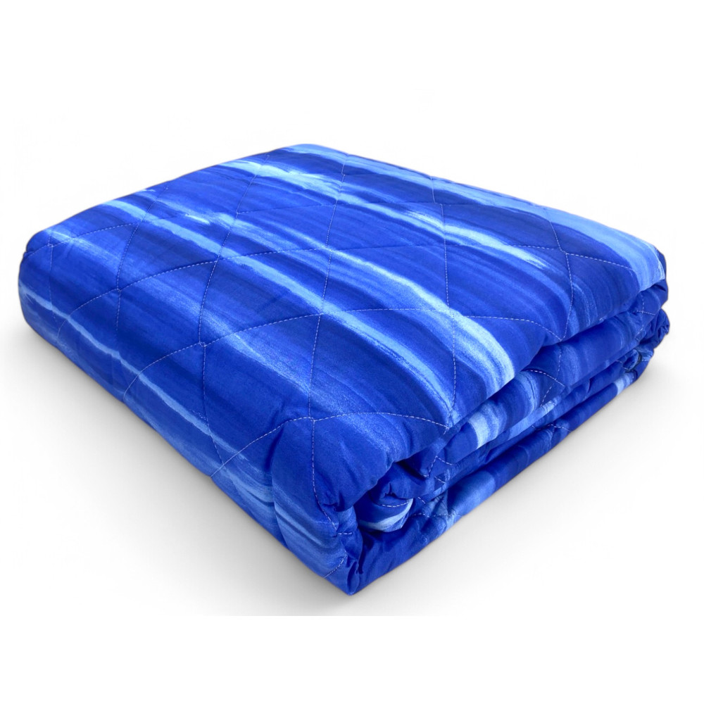 Kot Lightweight Blue Brushed Quilt - Mid-Season Quilted Bedspread - 100% Cotton - Made in Italy