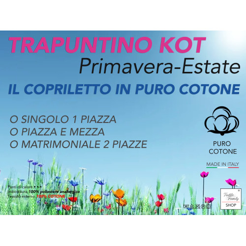 Trapuntino Leggero Coco Azzurro - Quilt Primaverile Estivo in Cotone - Made in Italy