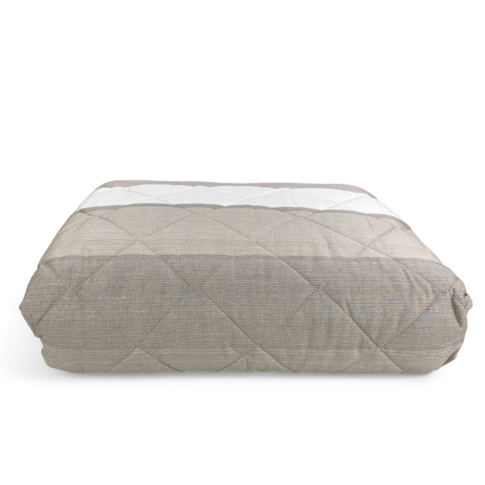 Kot Beige Stripe Quilt - Detalle de tela de algodón y acolchado de diamantes