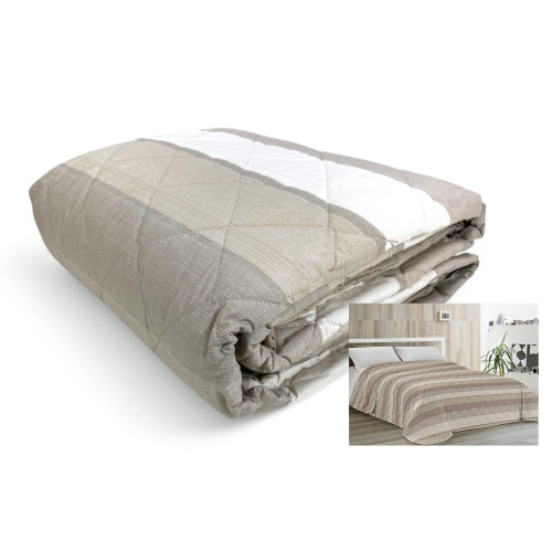 Kot Edredón Beige Rayas Ligeras - Colcha Primavera Verano - 100% Algodón - Made in Italy