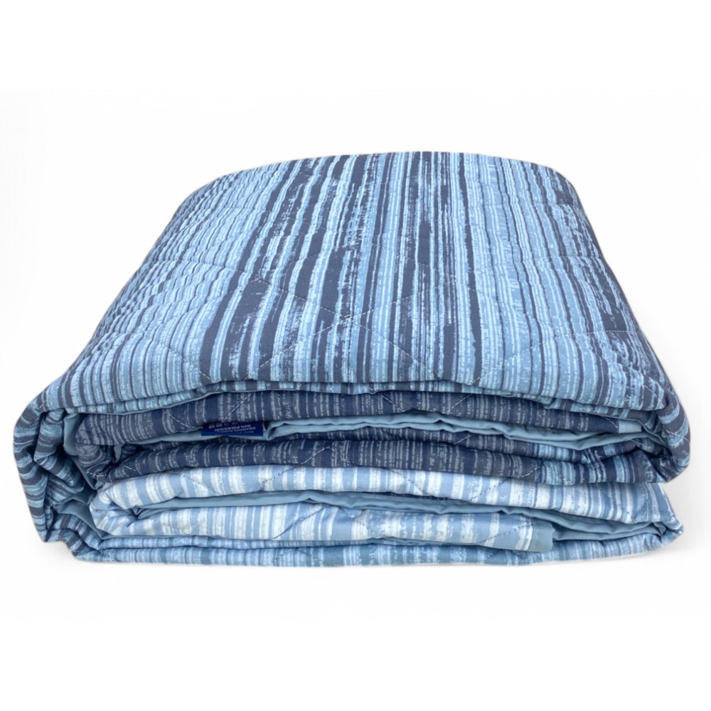 Blue Kot Stripe Quilt - Cotton fabric detail and diamond quilting
