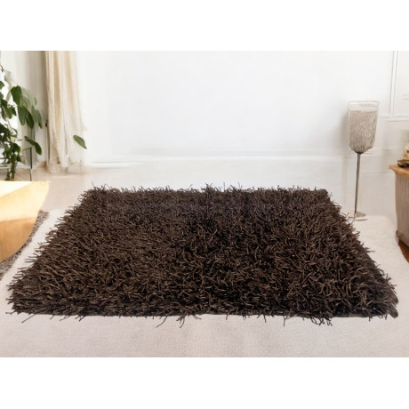 Tapis Shaggy marron – Velours 6 cm, Antidérapant – 12 tailles, Noué à la main 2