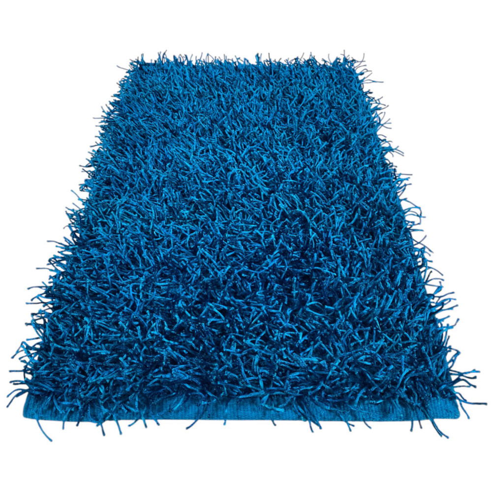 Tappeto Shaggy Blu – Pelo 6 cm, Antiscivolo, Morbido – 12 Misure