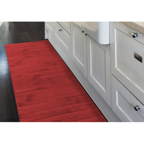 Alfombra de cocina de bambú rojo macizo 50x100 cm, duradera y fácil de limpiar