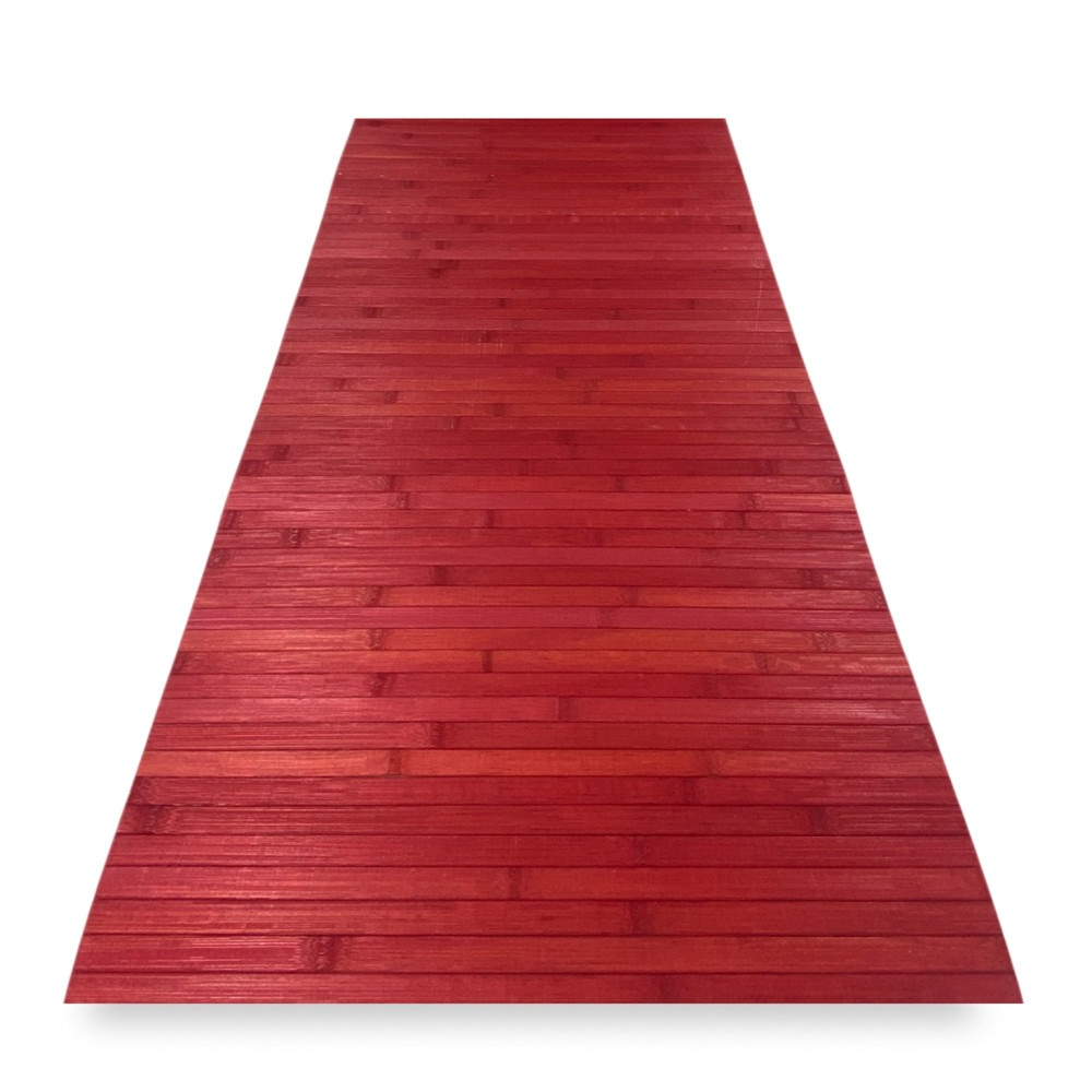 Tapis en bois de bambou rouge massif 50x75 cm avec dos antidérapant