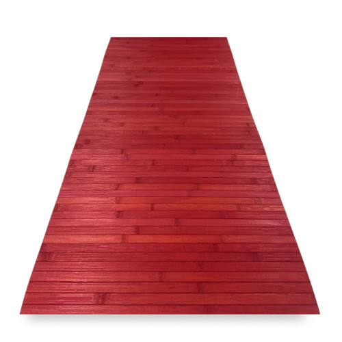 Tappeto in legno di bambù rosso tinta unita 50x75 cm con retro antiscivolo