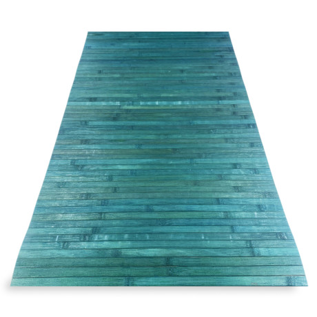 Alfombra de madera de bambú azul macizo 50x75 cm con respaldo antideslizante