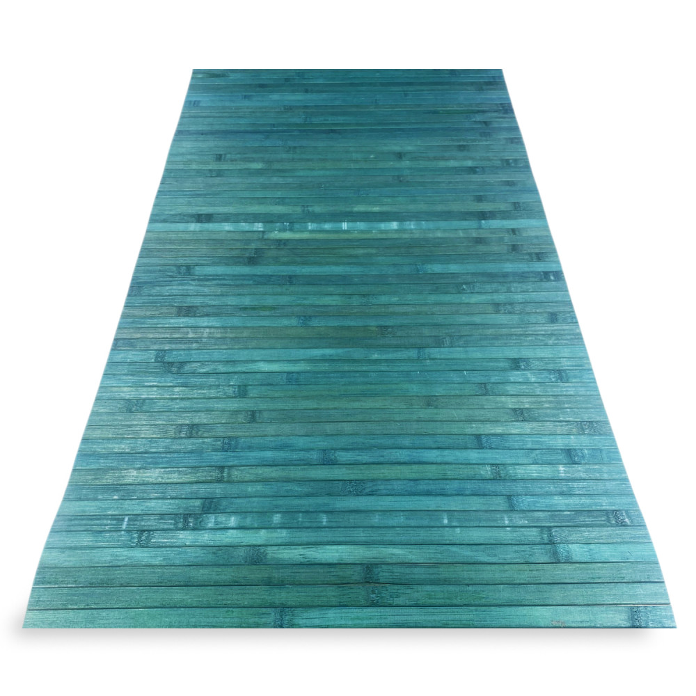 Alfombra de madera de bambú azul macizo 50x75 cm con respaldo antideslizante