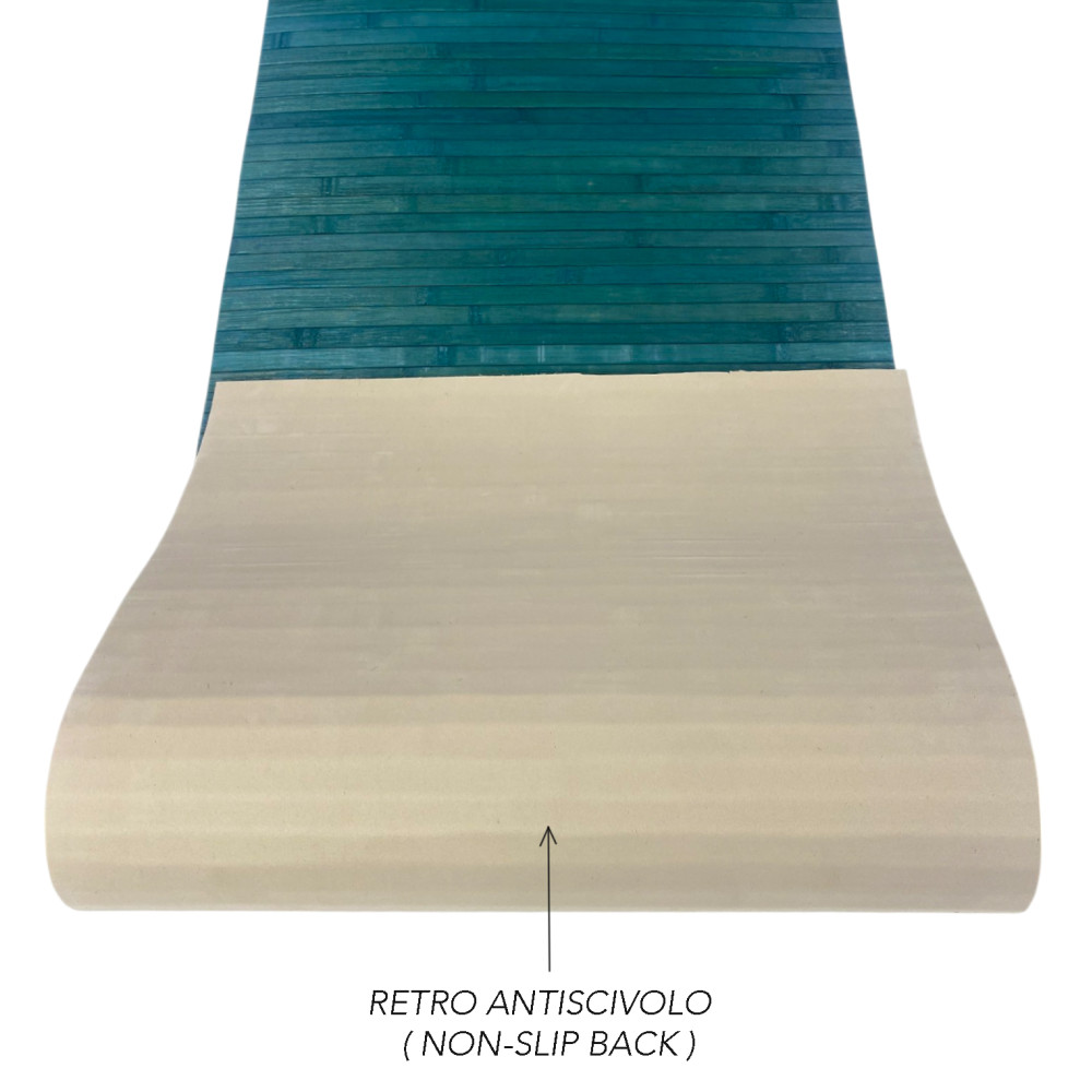 Tapis en bois de bambou bleu avec emballage d’origine, différentes tailles disponibles