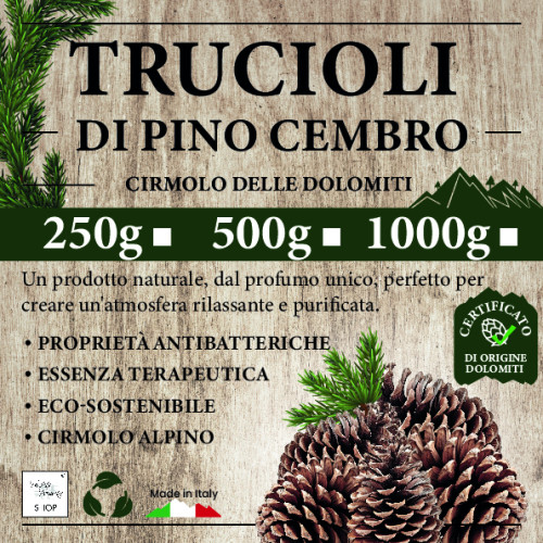 Trucioli di Pino Cembro - Cirmolo delle Dolomiti - Certificati e Profumati - 100% Naturali