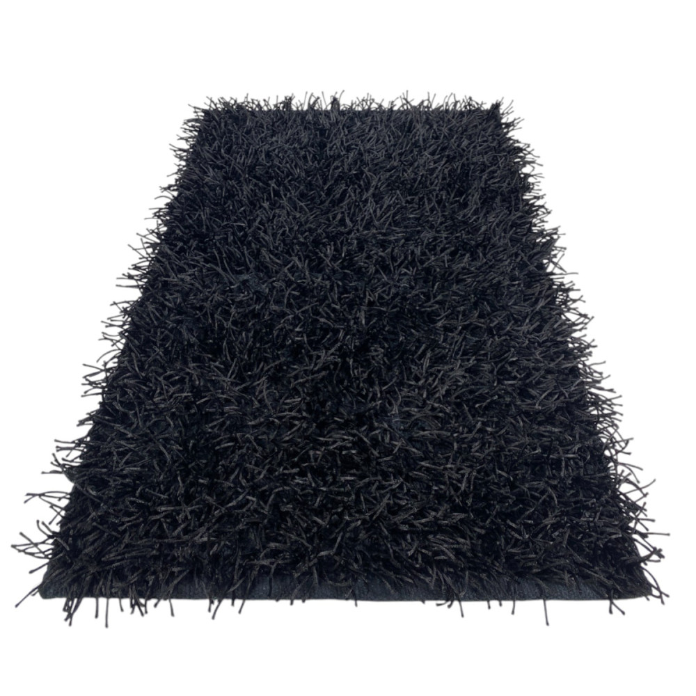 Schwarzer Shaggy Teppich – Flor 6 cm, rutschfest, weich – 12 Größen