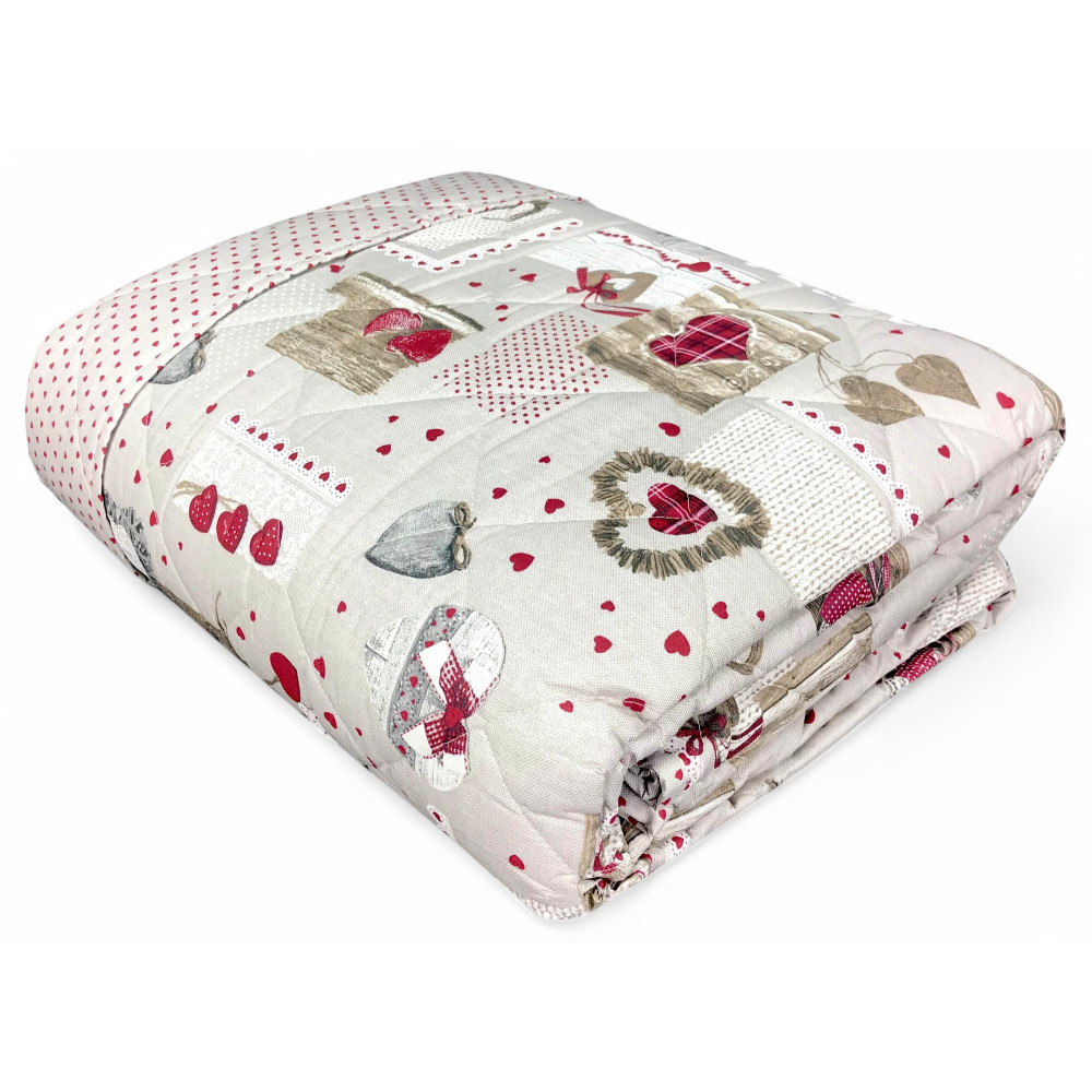 Colcha de algodón acolchada en forma de corazón