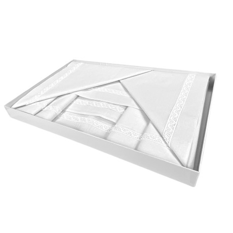 Ensemble de draps complet avec insert MACRAMÈ avec double cadre blanche Made in Italy Idée mariée 2