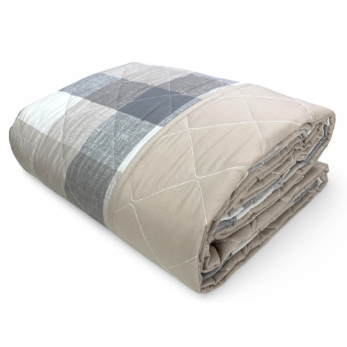 Copriletto trapuntato Scozzese Beige – Design a quadri con sfumature di beige, grigio e bianco