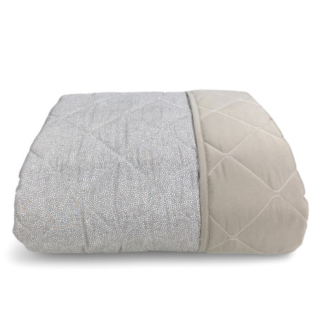 Colcha acolchada beige para niño – Diseño de micropuntos en beige y gris, refinado y moderno 2