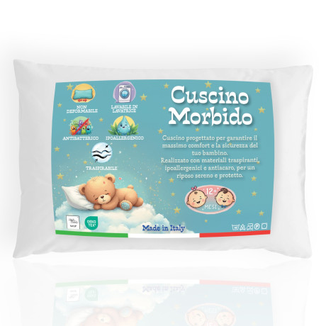 Cuscino Lettino 40x60 cm – Anallergico, Traspirante, Morbido e Sicuro