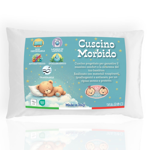 Cojín de cuna 40x60 cm – Hipoalergénico, Transpirable, Suave y Seguro