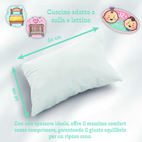 Cuscino Lettino 40x60 cm – Anallergico, Traspirante, Morbido e Sicuro 2