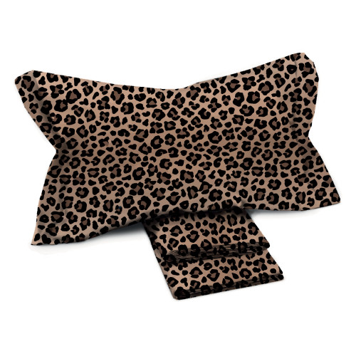 Juego de 2 sábanas dobles cuadradas MAXI en puro algodón - diseño leopardo