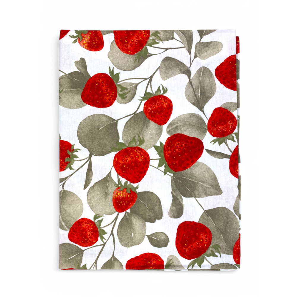 Sissi cotton tablecloth with strawberry print – Lively and handcrafted design – Made in Italy