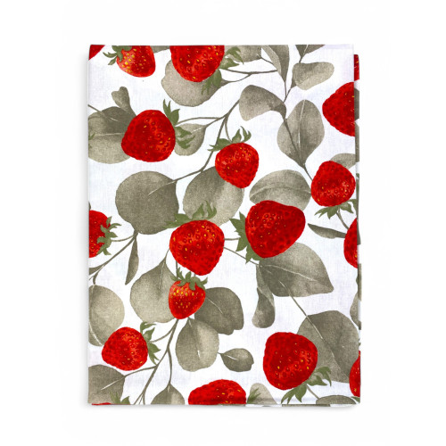 Nappe en coton Sissi à imprimé fraise – Design vif et artisanal – Fabriqué en Italie