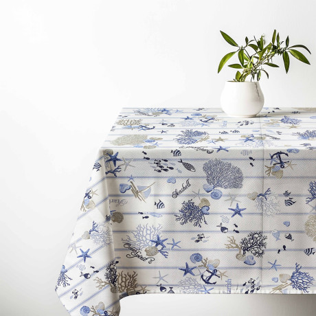 Detalle de tejido de mantel Sissi – Estampado de alta calidad con colores resistentes a los lavados