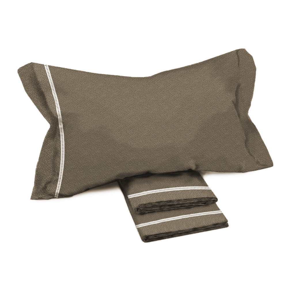Doppellaken Baumwollanzug MAXI - Modernes Design "Time" beige, 100% Baumwolle