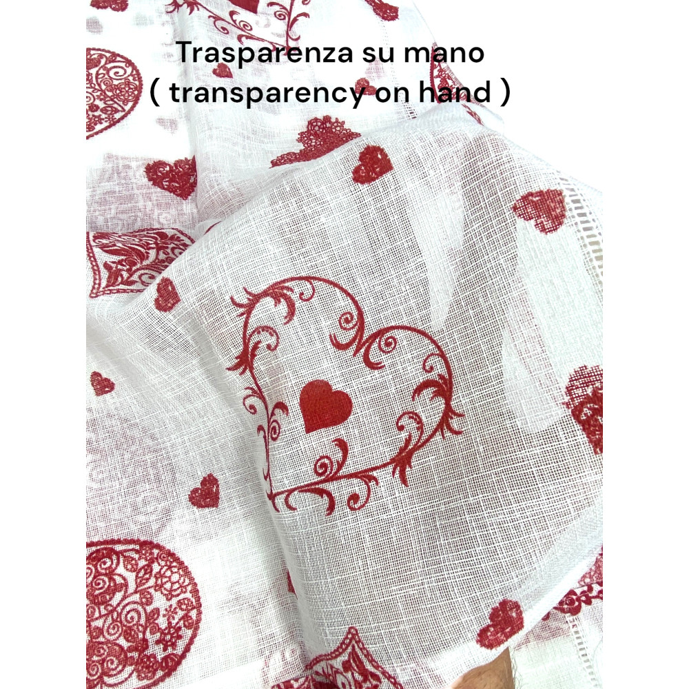 Paire de rideau en verre Coeur Rouge cm. 60 de la fenêtre et de la porte