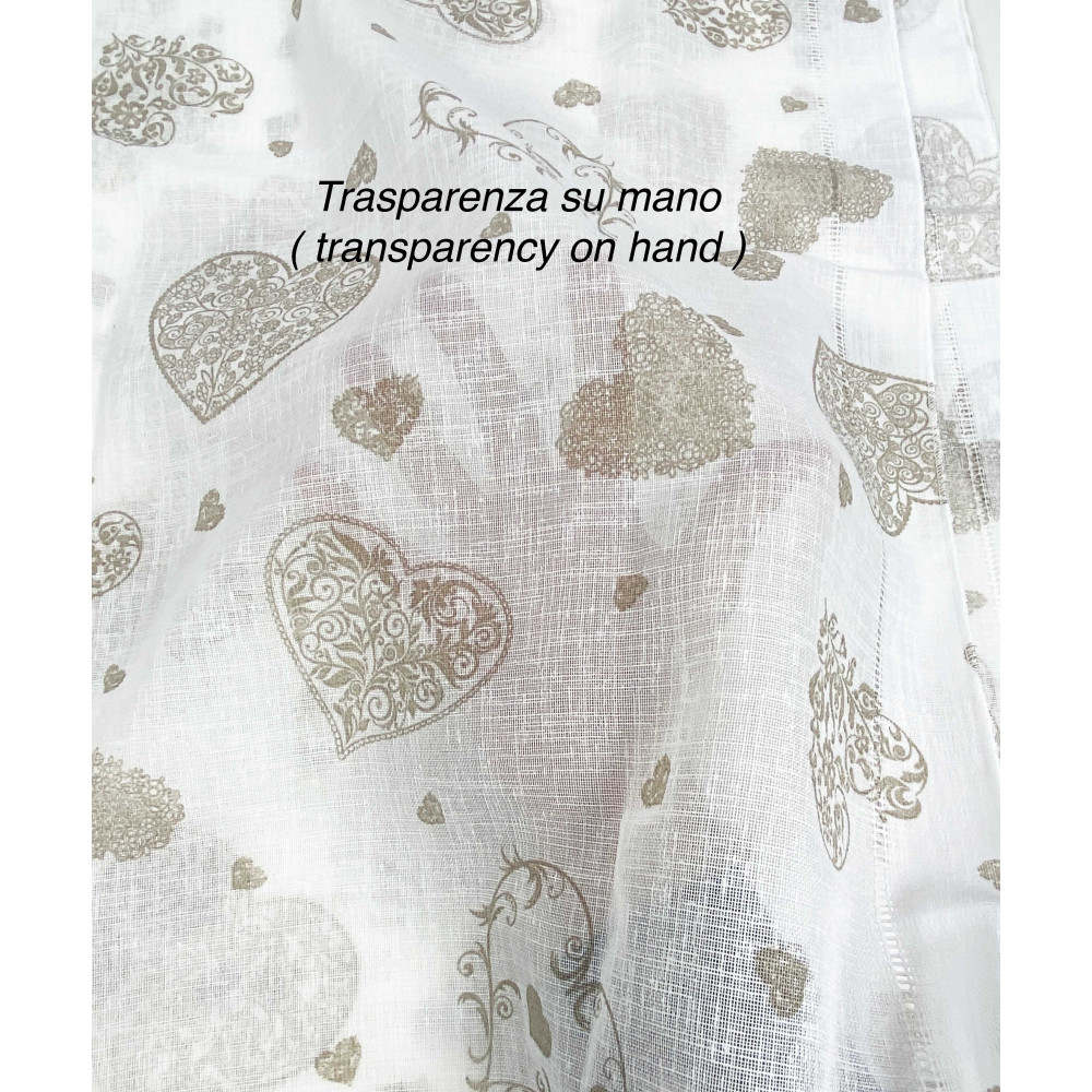 Paire de rideau en verre coeur beige cm. 60 de la fenêtre et de la porte