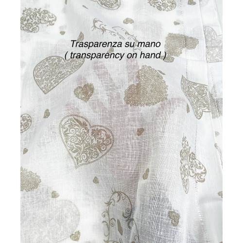Paar beige Herz Glasvorhang cm. 60 von Fenster und Tür