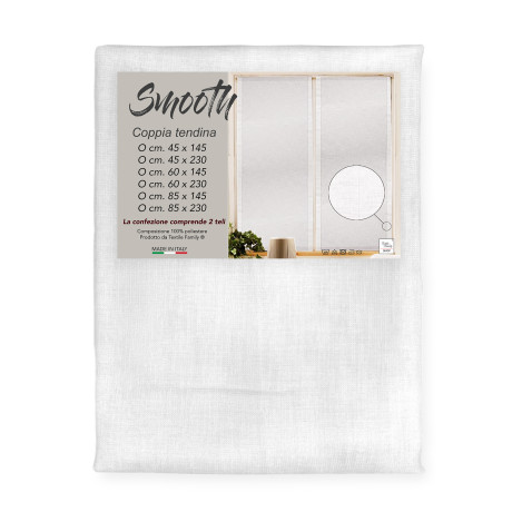 endina Smooth Bianco - Tendaggio Liscia Tinta Unita Poliestere - Semitrasparente Made in Italy