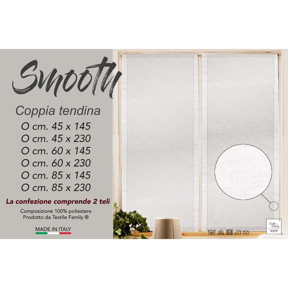 Endina Smooth White - Smooth Curtain Solid Color Polyester - Semitransparent Made in Italy