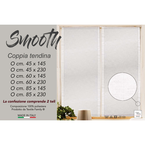 Endina Smooth White - Glatter Vorhang Einfarbig Polyester - Halbtransparent Made in Italy