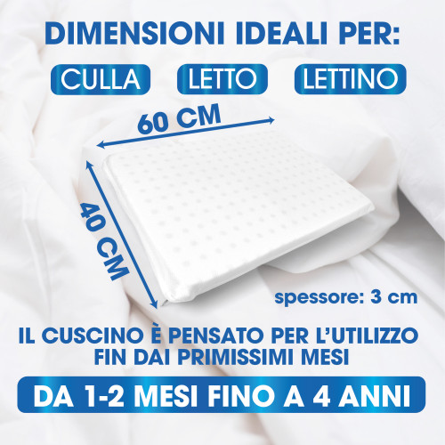 Cuscino per bambini 40x60 - memory foam traspirante e lavabile