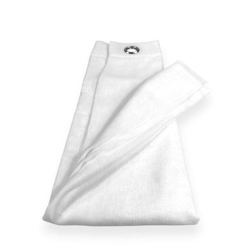 Rideau Simply Linen Effect 140x300 - Blanc uni avec anneaux - Semi-transparent Élégant