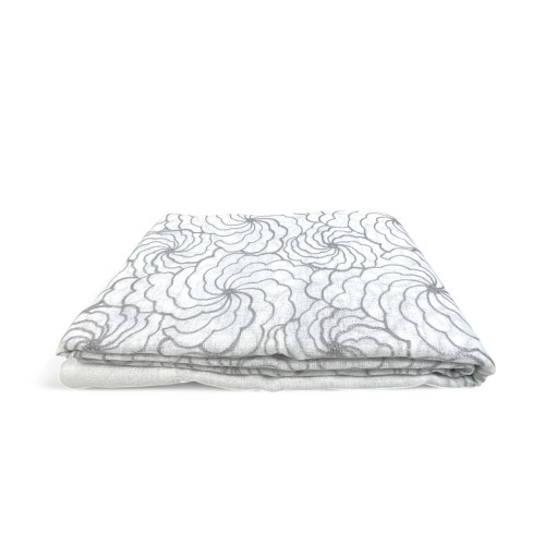 Tissu rideau plié Chieti - broderie florale élégante et définie