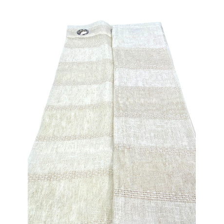 Cortina Calcuta Moderna a Rayas - Panel Blanco Natural 140x280 cm Efecto Lino 2