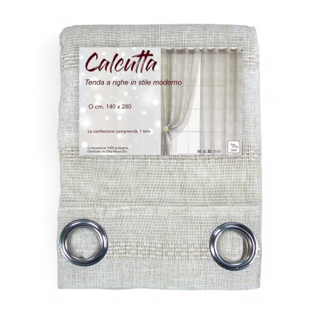 Tenda Calcutta a righe moderna - Pannello bianco naturale 140x280 cm effetto lino