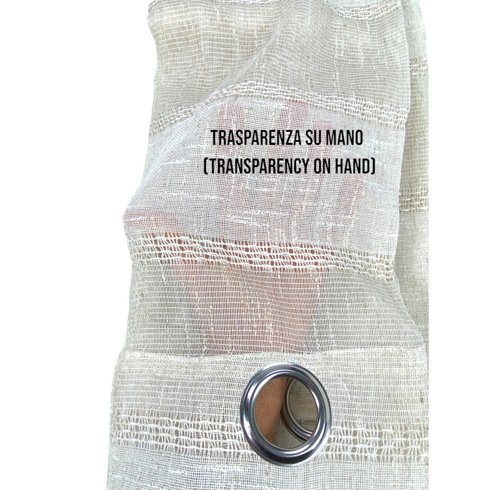 Dettaglio trasparenza tenda Calcutta - Effetto lino con righe tono su tono