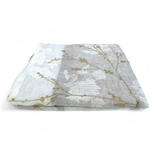 Olinka Curtain with Flowers and Lurex - 140x300 cm - Semi-transparent with Ribbon - Beige