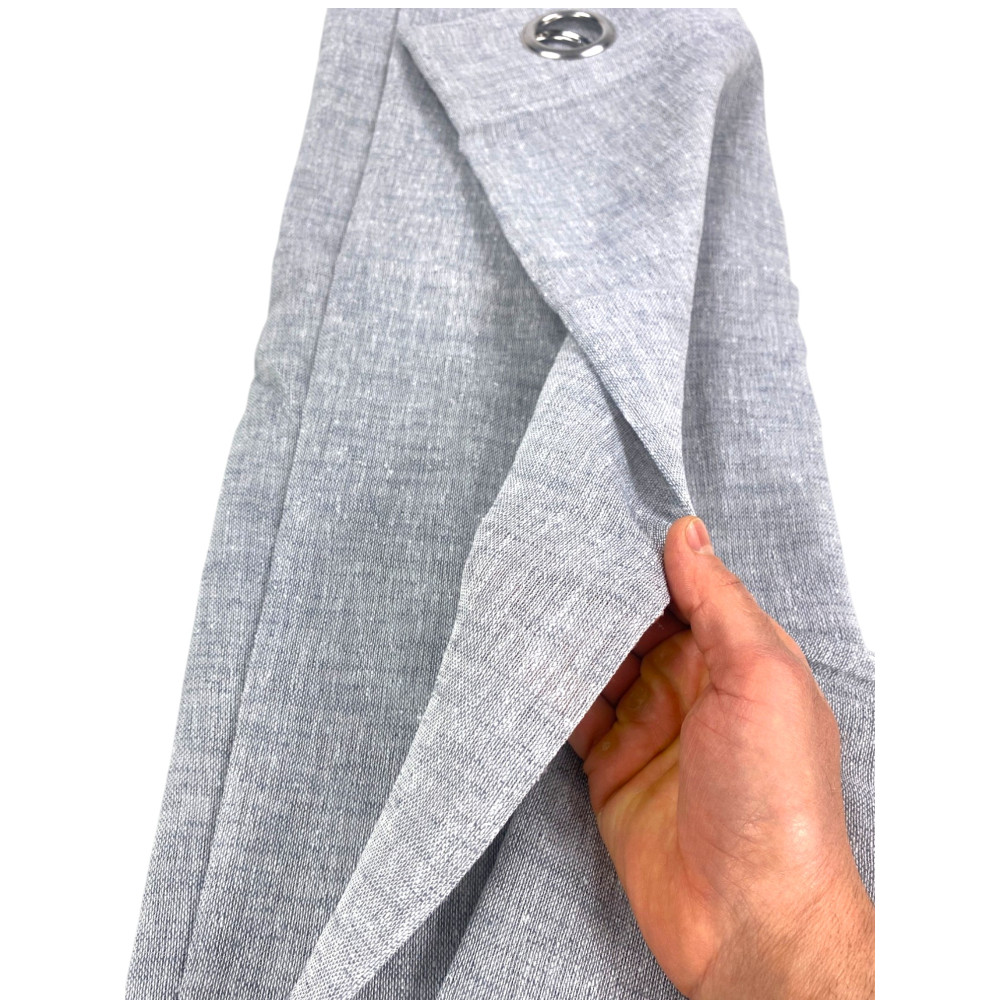 Tenda Simply Effetto Lino 140x300 - Tinta Unita Grigio con Anelli - Semitrasparente Elegante