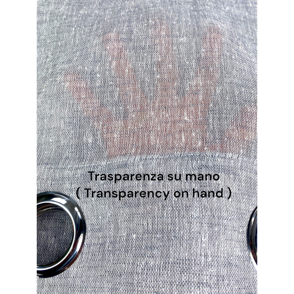 Tenda Simply Effetto Lino 140x300 - Tinta Unita Grigio con Anelli - Semitrasparente Elegante