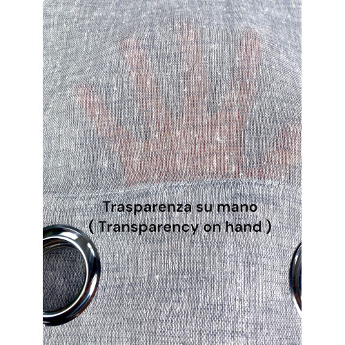 Simply Linen Effect Curtain 140x300 - Solid Color Gray with Rings - Semitransparent Elegant