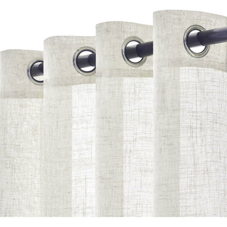 Simply Vorhang mit Leineneffekt 140x300 - Einfarbig Beige mit Ringen - Halbtransparent Elegant 2