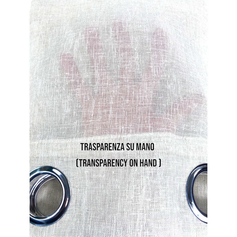 Tenda Simply Effetto Lino 140x300 - Tinta Unita Beige con Anelli - Semitrasparente Elegante