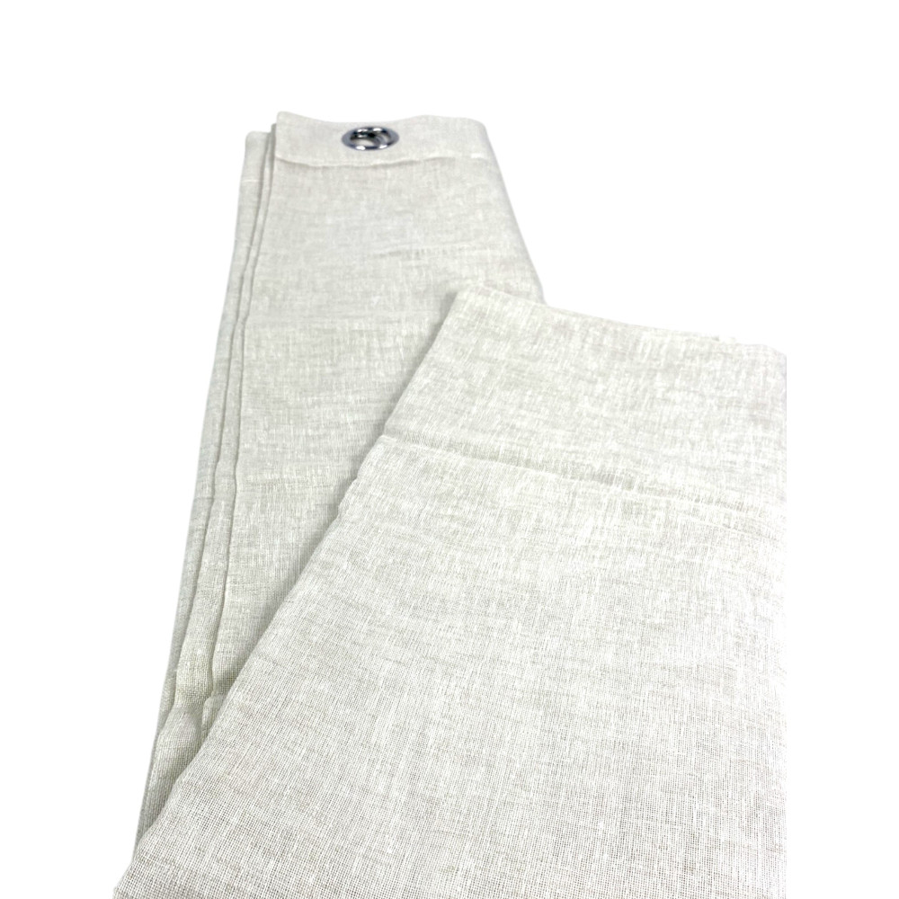 Tenda Simply Effetto Lino 140x300 - Tinta Unita Beige con Anelli - Semitrasparente Elegante