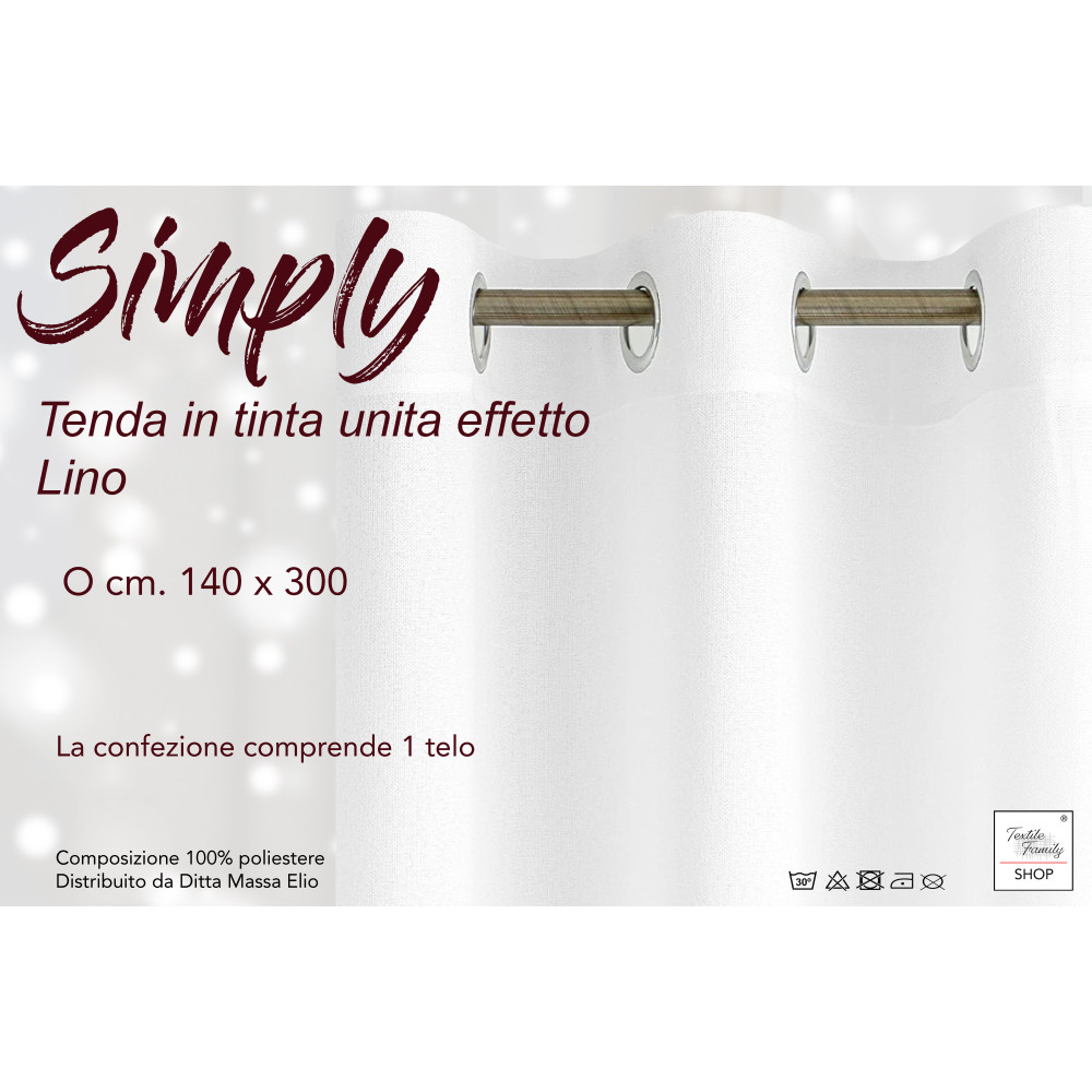 Simply Linen Effect Curtain 140x300 - Solid Beige with Rings - Semi-transparent Elegant