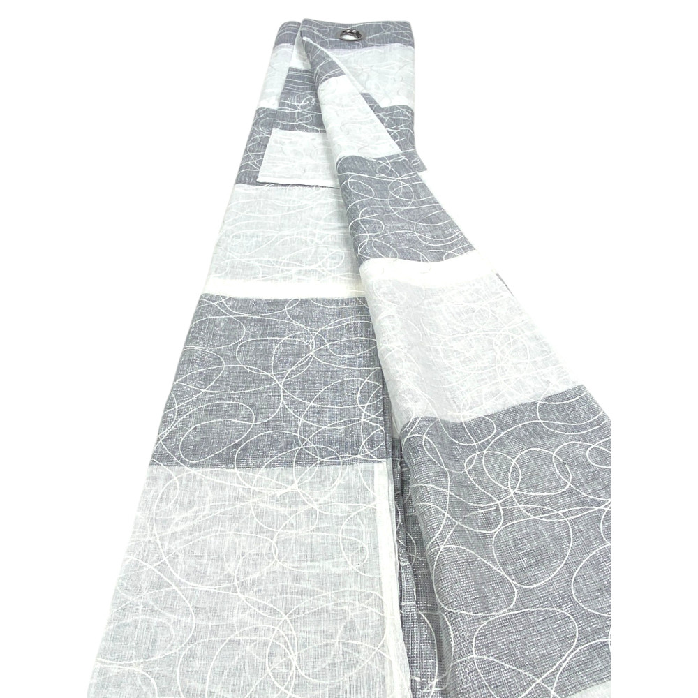 Gestreifter bestickter Neptunvorhang 140x300 cm - Halbtransparentes Polyester mit Ringen