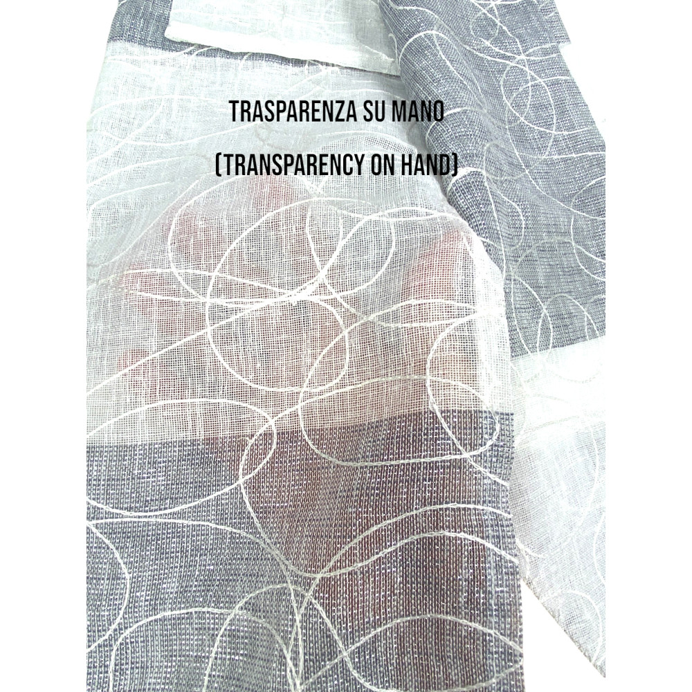 Tenda Nettuno Ricamata a Righe 140x300 cm - Poliestere Semitrasparente con Anelli​