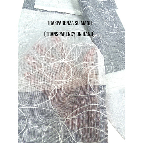 Striped Embroidered Neptune Curtain 140x300 cm - Semi-transparent Polyester with Rings